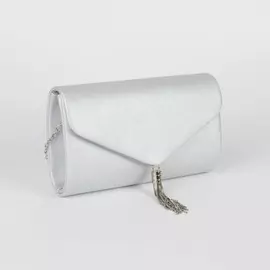 Сумка женская, отдел на клапане, длинная цепь, цвет серебро