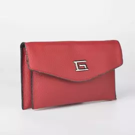 Сумка-клатч на клапане, длинный ремень, цвет тёмно-красный