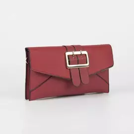 Сумка женская, отдел на клапане, длинный ремень, цвет бордовый