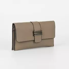 Сумка-клатч на клапане, длинный ремень, цвет коричневый