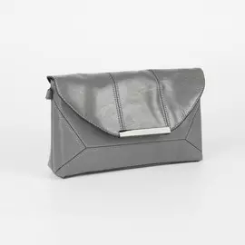 Сумка женская, отдел на клапане, длинный ремень, цвет серый