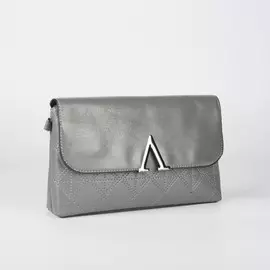 Сумка женская, отдел на клапане, длинный ремень, цвет серый