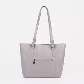 Сумка-тоут на молнии, наружный карман, цвет серый