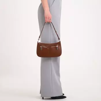 Сумка женская на молнии textura, маленький размер, цвет коричневый