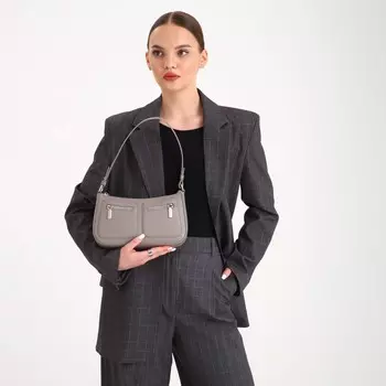 Сумка женская на молнии textura, маленький размер, цвет серый