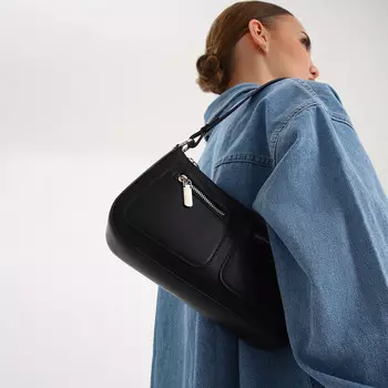 Сумка женская на молнии textura, маленький размер, цвет черный