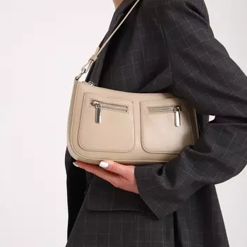 Сумка женская на молнии textura, маленький размер, цвет бежевый