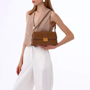 Сумка женская мессенджер textura на клапане, 268.514 см, светло-коричневая