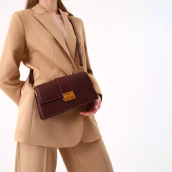 Сумка женская на клапане textura, средний размер, цвет темно-коричневый