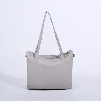 Сумка-шопер женская на молнии, размер 431330 см, однотонная, серая