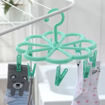 Сушилка для белья подвесная доляна, 2323 см, 8 прищепок, цвет мятный