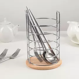 Сушилка для столовых приборов доляна natural, 13,5×13,5×19,5 см, цвет хром