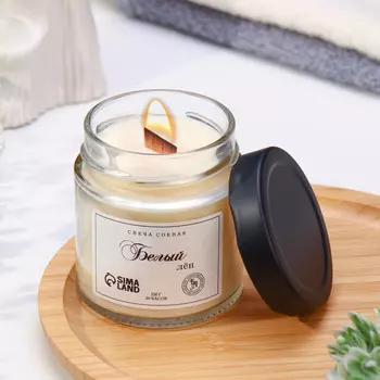 Свеча ароматическая из соевого воска в банке, 150 г, белый лен