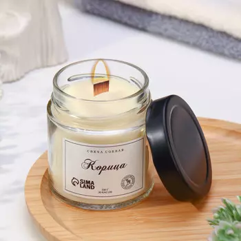 Свеча ароматическая из соевого воска в банке, 150 г, корица