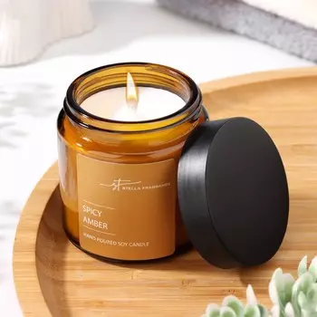 Ароматическая свеча в банке st spicy amber, амбер, 90 г