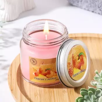 Свеча ароматическая в стекле 6,3см, 100мл, персик с медом