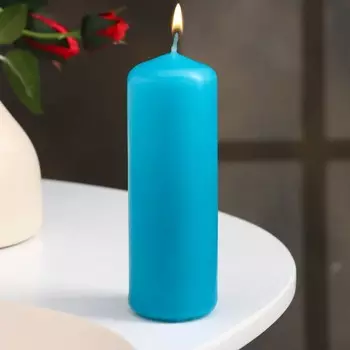 Свеча - цилиндр, 412 см, 15 ч, бирюза