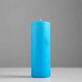 Свеча - цилиндр, 5х15 см, голубая лакированная, 14 ч
