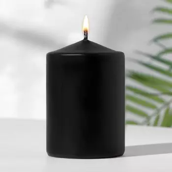 Свеча-цилиндр, 6х8,5 см, 180 г, 12 ч, черный