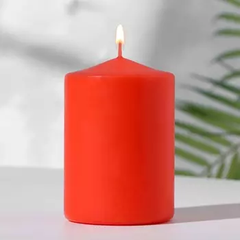 Свеча-цилиндр, 6х8,5 см, 180 г, 12 ч, красный