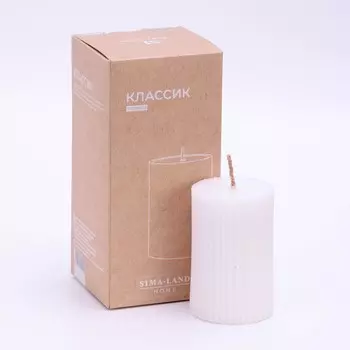 Свеча-цилиндр sima home, 57.5 см, пальмовый воск, белая, 6 ч