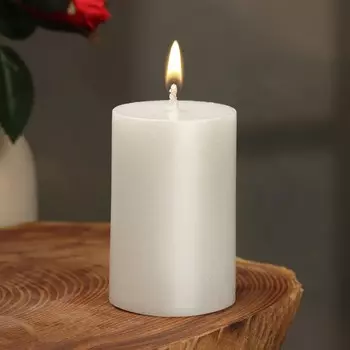 Свеча-цилиндр гладкая, 5х7,5 см, жемчужная, 6 ч