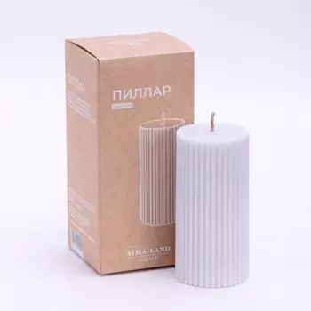 Свеча-цилиндр с гранями, 5х10 см, пальмовый воск, серая, 6 ч sima home