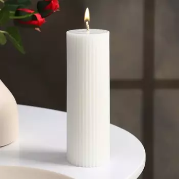 Свеча-цилиндр с гранями,5х15 см, белая, 10 ч