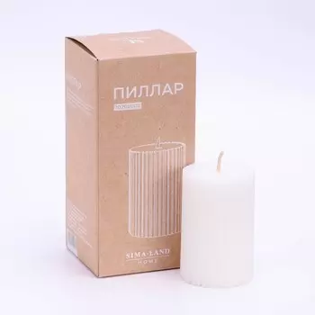 Свеча-цилиндр с гранями,5х7,5 см, пальмовый воск, белая, 6 ч sima home