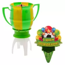 Свеча музыкальная в торт футбольный кубок