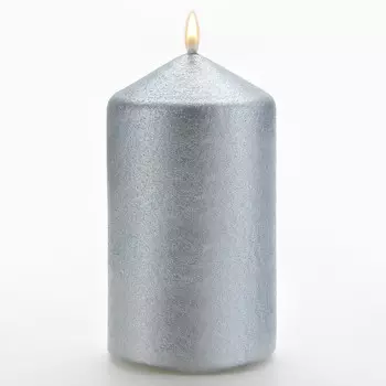 Свеча-столбик 5,5 х 10,5 см х 5,5, серебристая