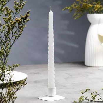 Свеча витая, 2,2х 25 см, лакированная белая,