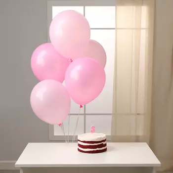 Свеча для торта, цифра 3 + воздушные шары, 5 шт, розовый