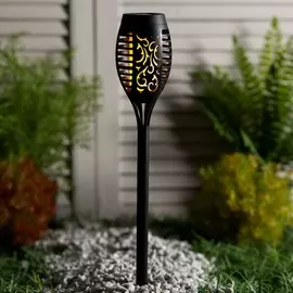 Светильник-факел уличный, 12 led, солнечная батарея, эффет горящего огня, 50 см, d-7,5 см