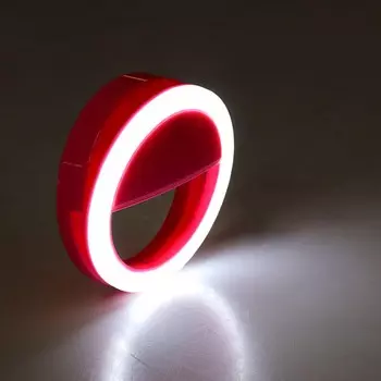 Светодиодная кольцевая лампа для телефона luazon aks-03, от батареек, 3 режима, розовая