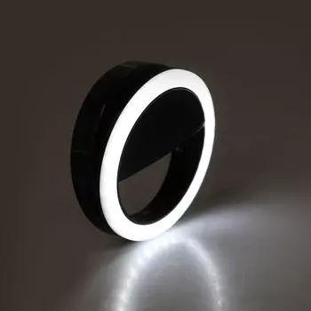 Светодиодная кольцевая лампа для телефона luazon aks-03, от батареек, 3 режима, черная