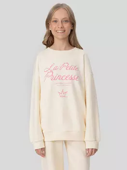 Свитшот для девочек бежевый с надписью