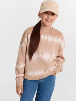 Свитшот для девочек бежевый в технике фаст дай
