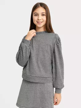 Свитшот для девочек в черном цвете с паттерном