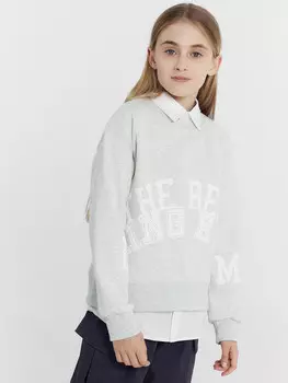 Свитшот для девочек в сером цвете с печатью