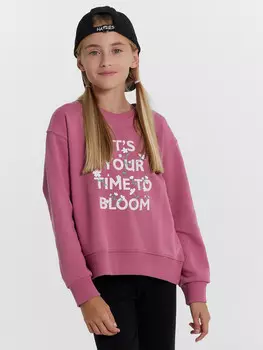 Свитшот для девочек в темно-розовом оттенке с печатью
