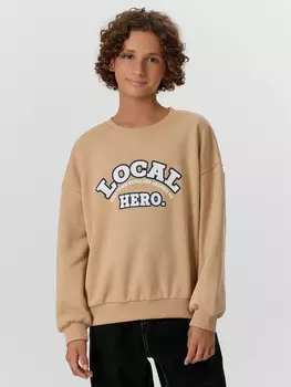 Свитшот для мальчиков бежевый с надписью local hero