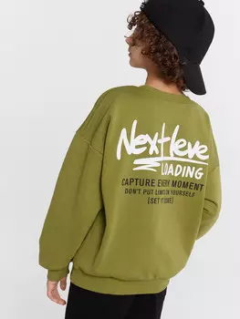 Свитшот для мальчиков оливковый с принтом