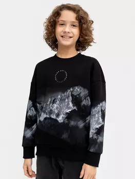 Свитшот для мальчиков в черном цвете с оригинальным принтом