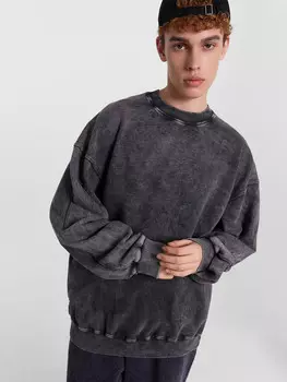 Свитшот мужской серый с обработкой эйсид