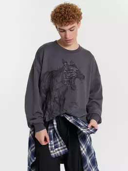 Свитшот мужской серый с принтом