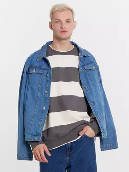 Свитшот мужской в серо-молочную полоску