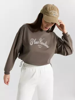 Свитшот женский коричневый с вышивкой