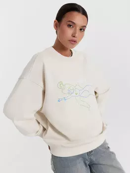 Свитшот женский бело-бежевый с печатью