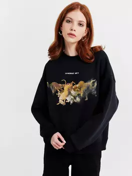 Свитшот женский черный с принтом из коллекции